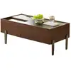 Image de Table basse rectangulaire marron avec 2 tiroirs - 50x105 cm mdf table basse marron