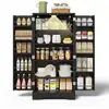 Image de Buffet de cuisine 2 portes - 60 cm noir led mdf buffet de cuisine noir
