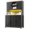 Image de Buffet de cuisine 4 portes 2 tiroirs - 115 cm noir led mdf buffet de cuisine noir