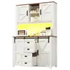 Image de Buffet de cuisine 4 portes 2 tiroirs - 115 cm blanc led mdf buffet de cuisine blanc