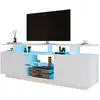 Image de Meuble tv blanc 140 cm led panneau de particules meuble tv blanc