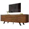 Image de Meuble tv noyer 160 cm mdf meuble tv bois foncé