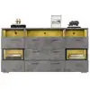 Image de Buffet 2 porte(s) 3 tiroir(s) - 140 cm gris led panneau de particules buffet gris