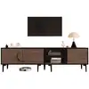 Image de Meuble tv noyer 180 cm panneau de particules meuble tv bois foncé