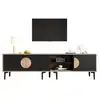 Image de Meuble tv naturel+noir 180 cm panneau de particules meuble tv bicolore