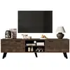 Image de Meuble tv bois foncé 160,5 cm panneau de particules meuble tv bois foncé
