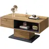 Image de Table basse rectangulaire naturel - 50x100 cm panneau de particules table basse naturel