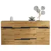 Image de Buffet 2 porte(s) 4 tiroir(s) - 160 cm naturel+noir panneau de particules buffet bicolore