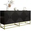 Image de Buffet 6 porte(s) 0 tiroir(s) - 160 cm noir+doré panneau de particules buffet bicolore