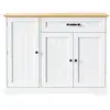 Image de Buffet de cuisine 3 portes 1 tiroir - 107 cm blanc+naturel mdf buffet de cuisine bicolore