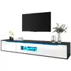 Image de Meuble tv suspendu noir+blanc 180 cm led mdf meuble tv bicolore