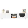 Image de Meuble tv blanc+noir 180 cm mdf meuble tv bicolore