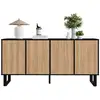 Image de Buffet 4 porte(s) 0 tiroir(s) - 160 cm naturel+noir mdf buffet bicolore