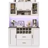 Image de Buffet de cuisine 6 portes 2 tiroirs - 120 cm blanc led mdf buffet de cuisine blanc