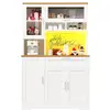 Image de Buffet de cuisine 5 portes 1 tiroir - 104 cm blanc led mdf buffet de cuisine blanc