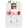 Image de Buffet de cuisine 5 portes 1 tiroir - 110 cm blanc led mdf buffet de cuisine blanc