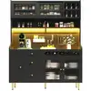Image de Buffet de cuisine 5 portes 4 tiroirs - 145 cm noir led mdf buffet de cuisine noir