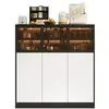 Image de Buffet de cuisine 6 portes 0 tiroir - 100 cm noir+blanc led panneau de particules buffet de cuisine bicolore
