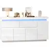 Image de Buffet 4 porte(s) 2 tiroir(s) - 140 cm blanc led buffet blanc