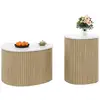 Image de Table basse gigogne ronde naturel+blanc - 60x60 cm mdf table basse bicolore