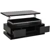Image de Table basse relevable rectangulaire noir - 50x100 cm led panneau de particules table basse noir