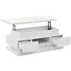 Image de Table basse relevable rectangulaire blanc - 50x100 cm led panneau de particules table basse blanc