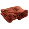 Image de Plaid Déco À Pompons "polyes" 130x170cm Marsala