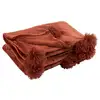 Image de Plaid déco à pompons polyes 130x170cm marsala 3486