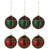 Image de Lot De 6 Boules De Noël "quadrillé" 8cm Vert & Rouge