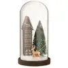 Image de Cloche déco led en verre maison 27cm marron
