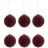 Image de Lot De 6 Boules De Noël "motifs" 8cm Bordeaux