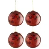 Image de Lot De 4 Boules De Noël "fleurs Verre" 12cm Marron