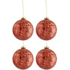 Image de Lot De 4 Boules De Noël "velours Antique" 12cm Bordeaux