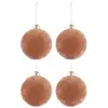 Image de Lot De 4 Boules De Noël "velours" 10cm Vieux Rose