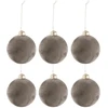 Image de Lot De 6 Boules De Noël "velours" 8cm Gris