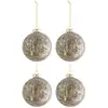 Image de Lot De 4 Boules De Noël "antique" 10cm Gris & Or