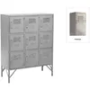 Image de Armoire 9 Portes Metal Argent - CaliCosy Gris - J-LINE - Meuble de chambre - Adulte - Battante