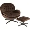 Image de Fauteuil Avec Repose-pieds Métal Et Tissu Marron Sia