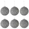 Image de Lot De 6 Boules De Noël "paillettes" 8cm Gris Fumé