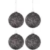 Image de Lot De 4 Boules De Noël "paillettes" 10cm Anthracite