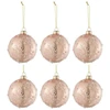 Image de Lot De 6 Boules De Noël "givre Paillettes" 8cm Rose Clair