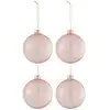 Image de Lot De 4 Boules De Noël "verre Épais" 10cm Transparent & Rose