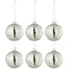 Image de Lot De 6 Boules De Noël "feuilles Paillettes" 8cm Argent