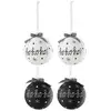 Image de Lot De 4 Boules De Noël "hohoho" 10cm Noir & Blanc