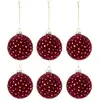 Image de Lot De 6 Boules De Noël Velours "ely" 8cm Bordeaux