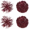 Image de Lot De 4 Boules De Noël "corail" 10cm Rouge