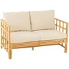 Image de Sofa Meliza Avec Coussins En Tissu Et Rotin - Finition Naturelle Et Blanche-2 Places