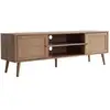 Image de Meuble tv-hifi vanille 2 portes chêne sonoma avec rotin