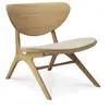 Image de ETHNICRAFT fauteuil avec coussin EYE (Chêne huilé et tissu blanc cassé - bois massif)