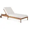 Image de ETHNICRAFT bain de soleil réglable d'extérieur avec coussin JACK (Off white - Teck et tissu)